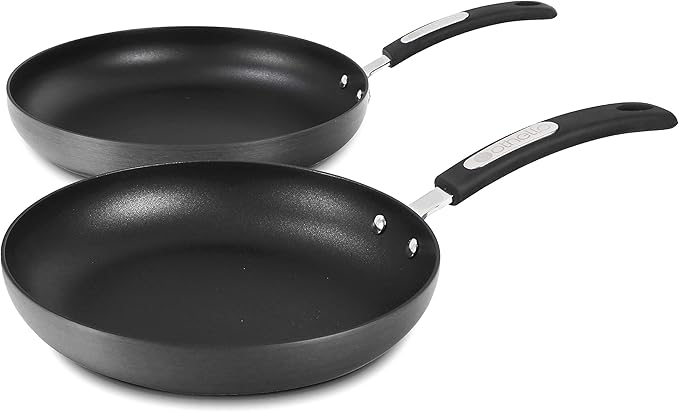 CH-AP2 2-Piece Hard-Anodized Non-Stick Fry Pan Cookware Set Black