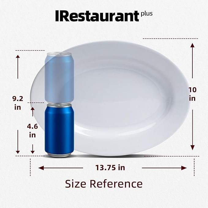 Stoneware Wide Rim Commercial Grade Dinnerware Brigth White Color Oval Platter 13 3/4 x 10 Case of 12