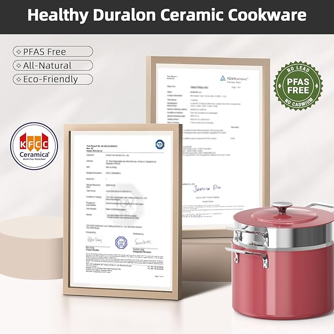 Nuwave Lux 13pc Forged Lightweight Cookware Set PFAS Free Healthy G10 Duralon Ceramic Coating Ultra Non-Stick Stay-Cool Handles Works on All Cooktops &amp Induction Ready