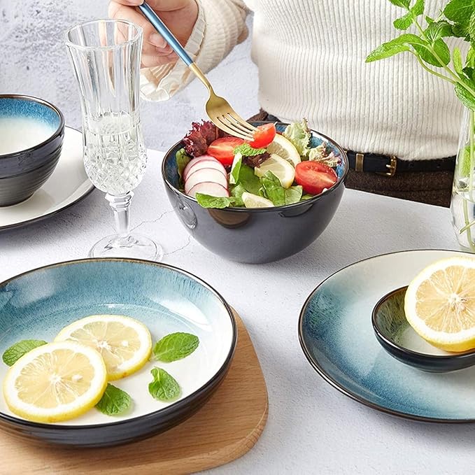 Dinnerware Set Plates and Bowls Sets 28 Piece Ceramic Plates And Bowls Set For 6 Elegant Dinner Plate Sets Microwave And Dishwasher Safe
