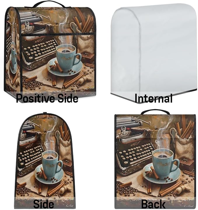 cfpolar Kitchen Aid Mixer Cover Compatible with 6-8 Quarts Coffee Spice Pattern Stand Mixer Cover Kitchen Aid Mixers Accessories Appliance Organizer Bag Dust Covers with Zipper Pocket