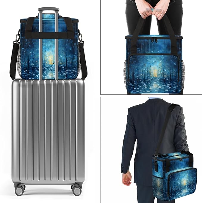 Glitter Coffee Maker Carrying Bag Midnight Blue Portable Travel Storage Tote Bag Compatible with K-Mini or K-Mini Plus Single Serve Coffee Brewer Carrying Case with Multiple Pockets &amp Shoulder S