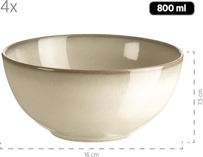 MÄSER Vintage Mediterranean 16 Piece Sandy Grey Dinner Set for 4 Ceramic