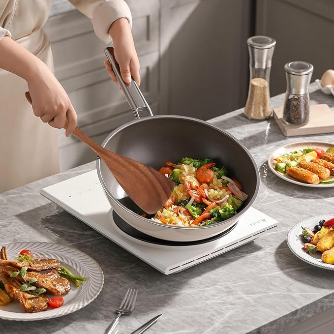 6 PCS Wooden Cooking Utensils Set Wooden Spoons for Cooking with Utensils Holder Comfort Grip Ideal for Nonstick Cookware
