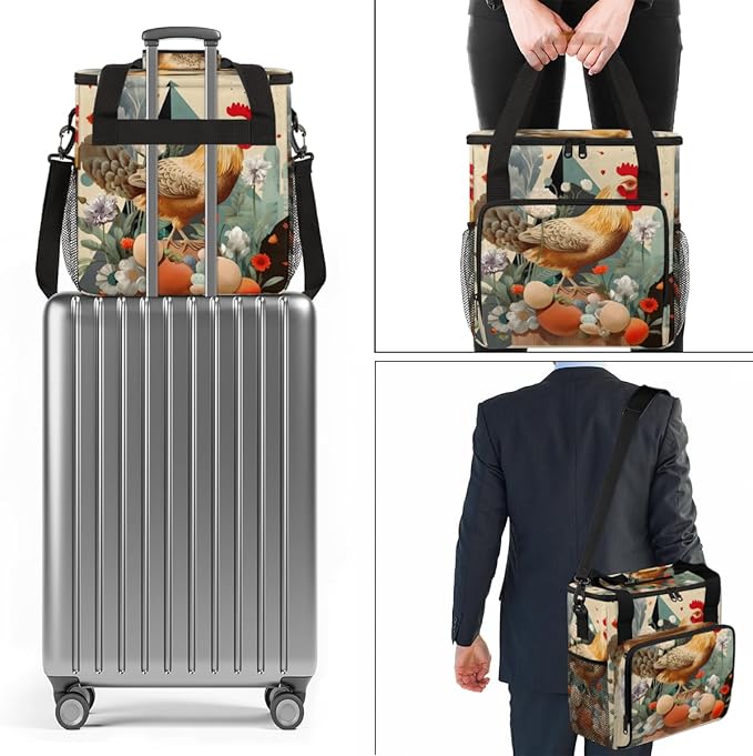 Easter Egg Coffee Maker Carrying Bag Rooster Portable Travel Storage Tote Bag Compatible with K-Mini or K-Mini Plus Single Serve Coffee Brewer Carrying Case with Multiple Pockets &amp Shoulder Stra