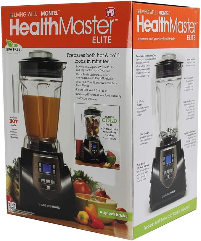 JLA-8 Professional Countertop Blender Emulsifier 1200-Watt with 60-oz BPA Free Jar Stainless Steel Blades for Frozen Drinks Smoothies Sauces &amp More Black