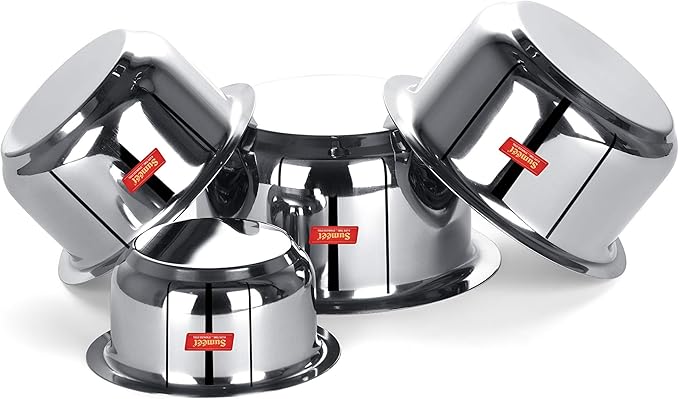 Sumeet Stainless Steel Tope/patila/cookware 370 550 800 1100ml 4 Piece (Steel)