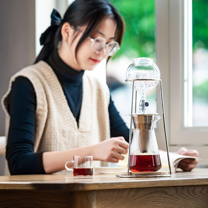 Yosoo Dripper Hand Brew Coffee Maker Premium Borosilicate Glass Adjustable Flow Valve Ideal for Home and Office Use