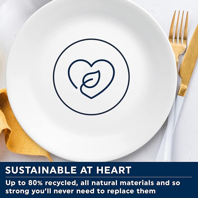 Corelle Dinnerware Set (12pc Set Ocean Blues)-Dinner Set for 4 Includes 4 x: Plates Side Plates &amp Bowls 3 X More Durable Half The Space &amp Weight of Ceramic up to 80% Recycled Glass (1146