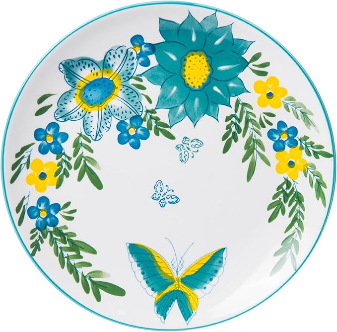HomePop Ceramic 12-Pieces Dinnerware SetsDish Plates and Bowls Sets - Blue Turquoise