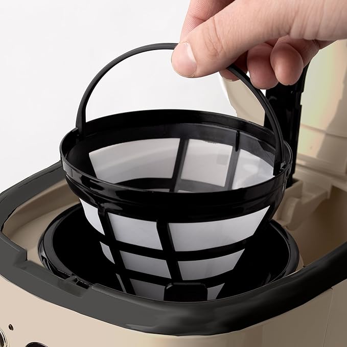 Haden 12-Cup Programmable Coffee Maker for Home or Office Putty &amp Chrome – Drip Brewer Machine with Brew Strength Delay Brewing Auto Shut-Off and Reusable Washable Water Filter