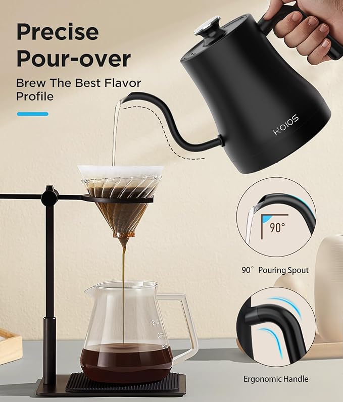 KOIOS 1000W Anti-scratch 3-in-1 Hand Blender with Temperature Control Gooseneck Electric Kettle