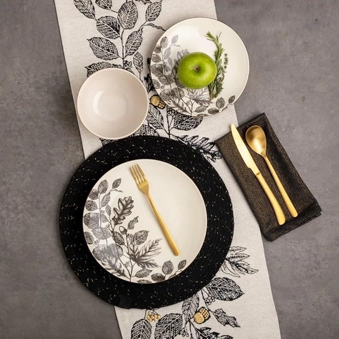 12-Piece Stoneware Dinnerware Set Home Restaurant and Hotel Use Plate and Bowl