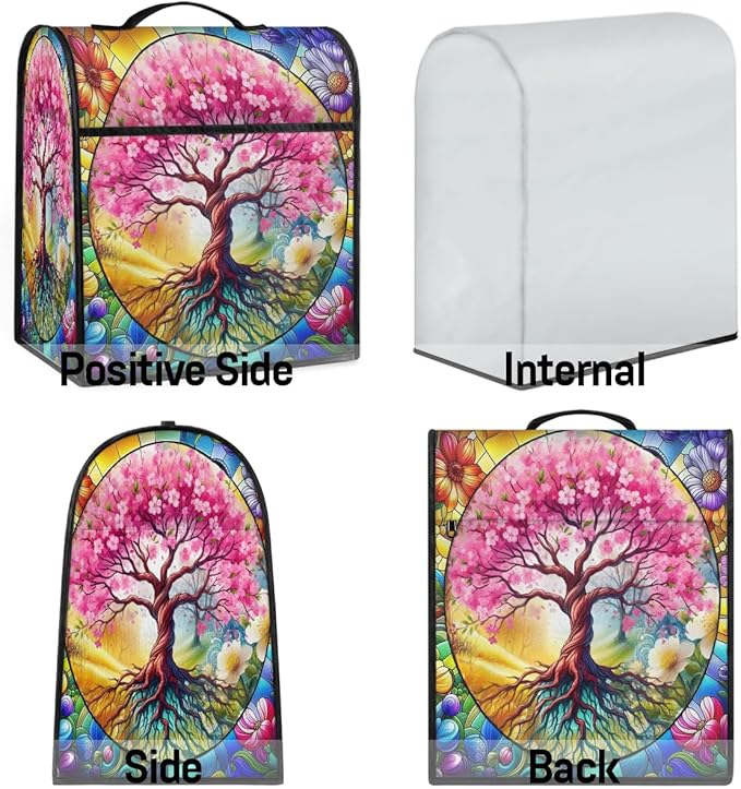 cfpolar Kitchen Aid Mixer Cover Compatible with 6-8 Quarts Tree Of Life Flower Stand Mixer Cover Kitchen Aid Mixers Accessories Appliance Organizer Bag Dust Covers with Zipper Pocket
