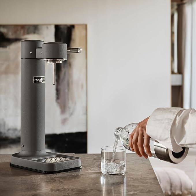 Aarke Carbonator lll with CO2 Cylinder Sparkling &amp Carbonation Water Machine Stainless Steel with PET BPA-Free Reusable Bottle Volume 1L/34 fl oz (Matte Grey)