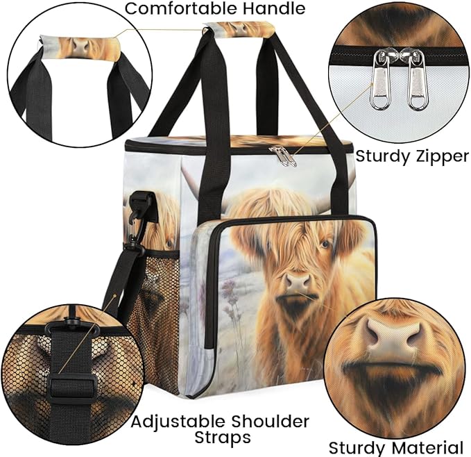Coffee Maker Carrying Bag Highland Cow Single Cup Coffee Maker Travel Bag Compatible with Keurig K-Mini or K-Mini Plus Portable Storage Bag with Shoulder StrapAZ-195
