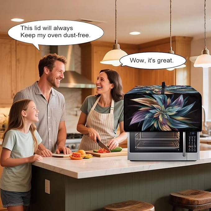 Toaster Oven Heat-Resistant Modern Toaster Oven Heavy Duty Dust-proof Microwave Cover with Storage Side Pockets Protects from Appliances Spills Stain Floral Pattern
