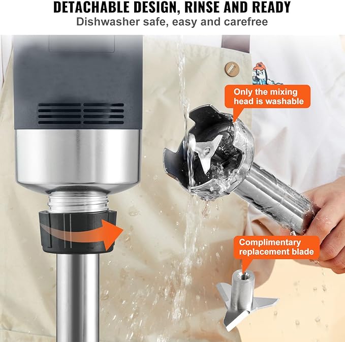 Happybuy Commercial Immersion Blender 750W 16 Heavy Duty Hand Mixer Variable Speed Stick Blender with 304 Stainless Steel Blade Multi-Purpose Portable Mixer
