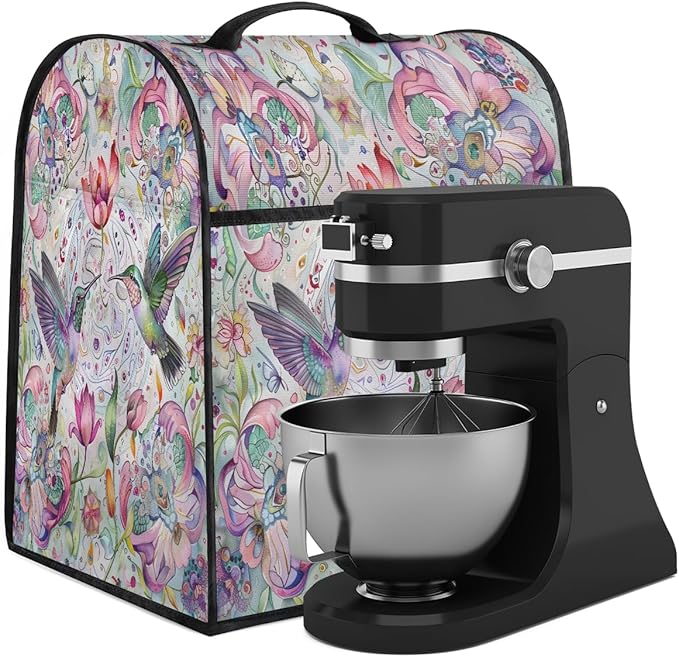 cfpolar Kitchen Aid Mixer Cover Compatible with 6-8 Quarts Flower Hummingbird Animal Stand Mixer Cover Kitchen Aid Mixers Accessories Appliance Organizer Bag Dust Covers with Zipper Pocket