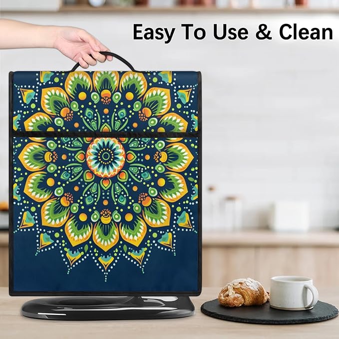 cfpolar Kitchen Aid Mixer Cover Compatible with 6-8 Quarts Ethnic Teal Mandala Green Stand Mixer Cover Kitchen Aid Mixers Accessories Appliance Organizer Bag Dust Covers with Zipper Pocket