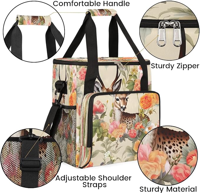 Floral Pattern Elk Coffee Maker Carrying Bag for Keurig K-Mini or K-Mini Plus Storage Portable Coffee Maker Travel Bag