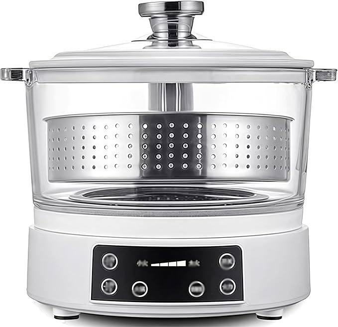 Low Sugar Rice Cooker 3L Low Carb Rice Cookers with Stainless Steel Filter Intelligent Automatic Lifting 4 Gear Firepower (White)