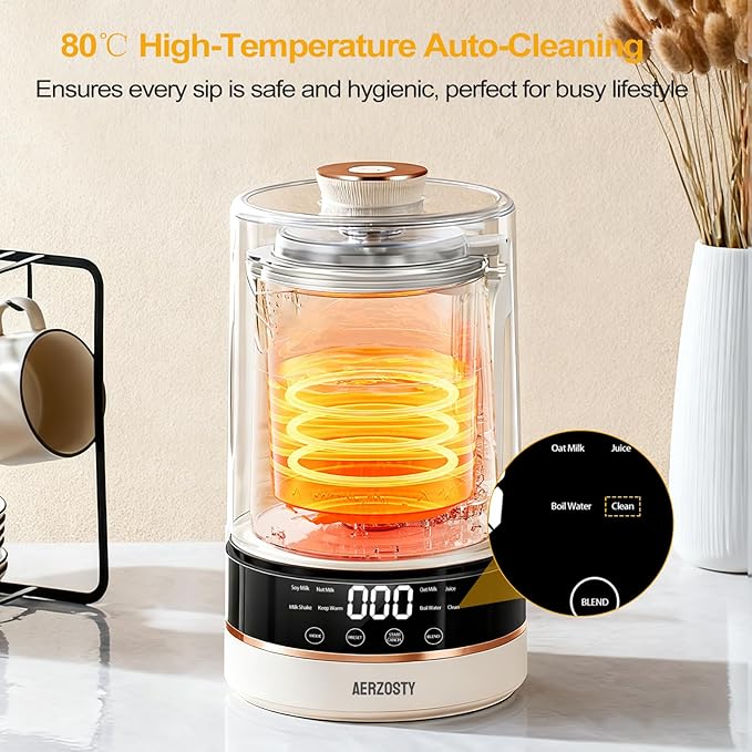 10 in 1 Nut Milk Maker Machine 40oz/1.0L Soy Milk Maker with Auto Clean/24H Delay/Keep Warm/Boil Water Almond Milk Maker for Homemade Oat Juice Milk Shakes Plant Based and Dairy Free Beverages