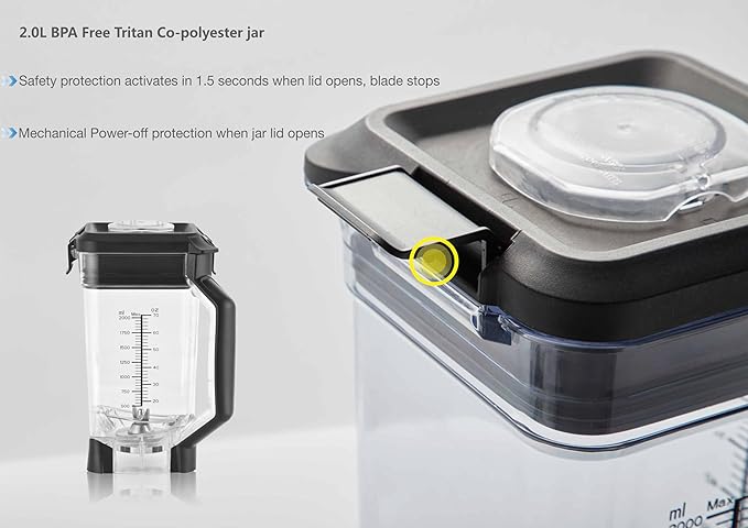 HiCFM Blender 70 Oz Tritan Jar 2000 Watts 3 Functions for Smoothies Ice Sauce with Autonomous Clean Stainless Steel Blade &amp Wave Action System