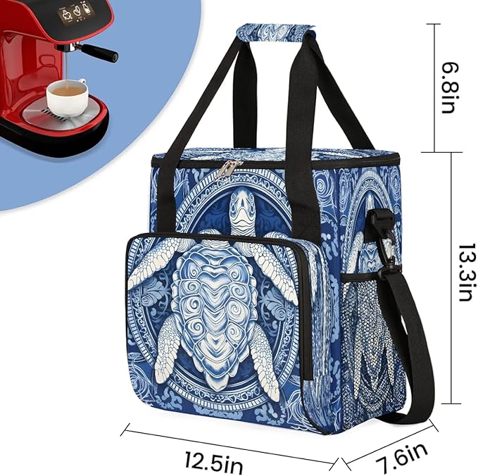 Sea Turtle Vinatge Coffee Maker Travel Bag for K-Mini or K-Mini Plus Single Serve Coffee Brewer Portable Storage Tote Case for Tarvel