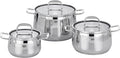 ELO Induction Cookware Set Stainless Steel Ceramic and Gas with Measuring System and Measuring Scale Diameter 160 x 10.5 cm Diameter 20 x 12.5 cm and Diameter 24 x 15.5 cm Set of 3
