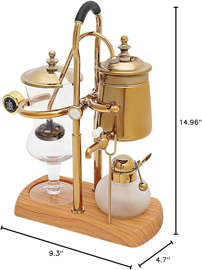 Vintage Coffee Maker Balance Siphon Coffee Maker Coffee Pot with Spoon Gold
