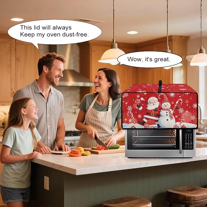 Doojoayie Chrsitmas Toaster Oven Cover Santa &amp Snowman Print 6 Slice Bread Machine Dust Protector Universal Fit Dust-proof &amp Stain Resistant Covers for Kitchen Appliance