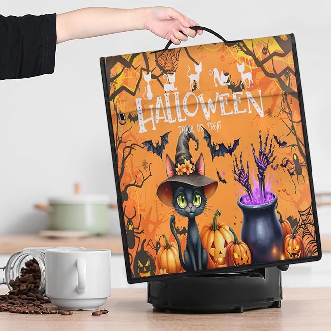 cfpolar Kitchen Aid Mixer Cover Compatible with 6-8 Quarts Halloween Orange Bat Cat Stand Mixer Cover Kitchen Aid Mixers Accessories Appliance Organizer Bag Dust Covers with Zipper Pocket