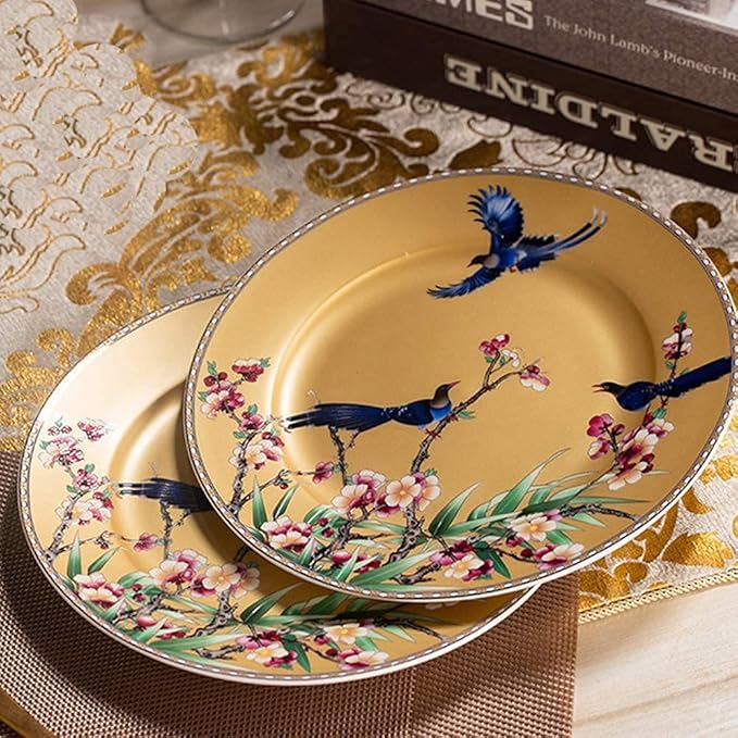 Ceramics Dinnerware Set 60 Pcs Bowl/Dish/Soup Pot/Bone China Dinner Sets Enamel Craft Pattern Porcelain Combination Set