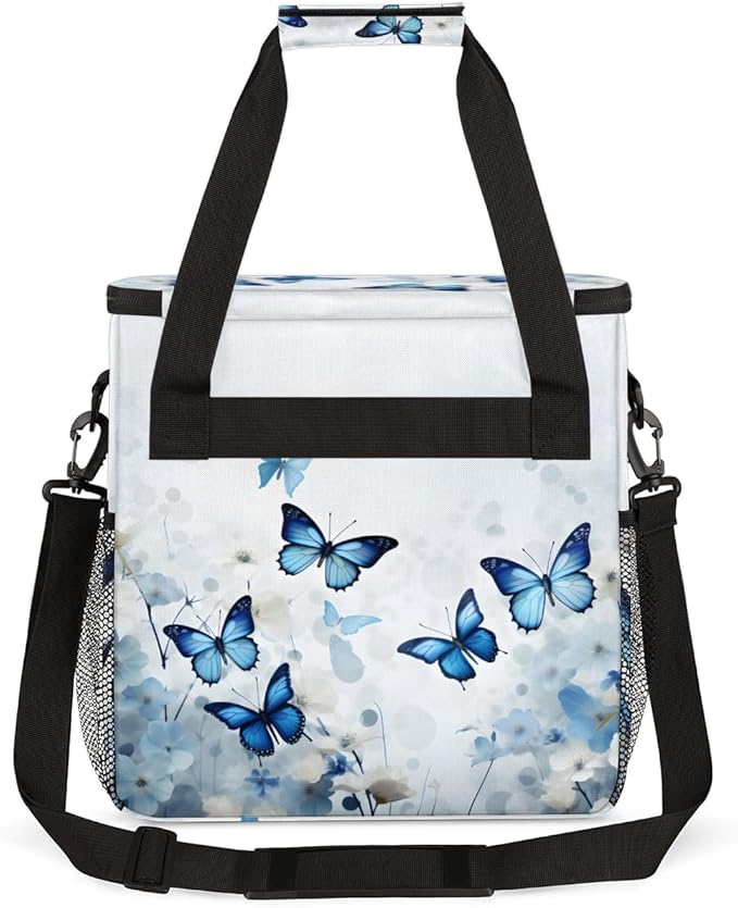 Flowers Butterfly Coffee Maker Carrying Bag Glitter Butterfly Travel Storage Bag Compatible with K-Mini or K-Mini Plus Single Serve Coffee Brewer Carrying Case with Multiple Pockets &amp Shoulder S
