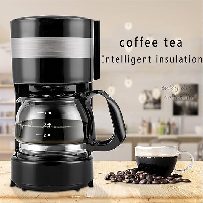 600W Mini Coffee Machine Fully Automatic Tea Maker with Insulation Function Above 50℃ Anti-drip Device and High-density Filter Suitable for Making Coffee and Milk