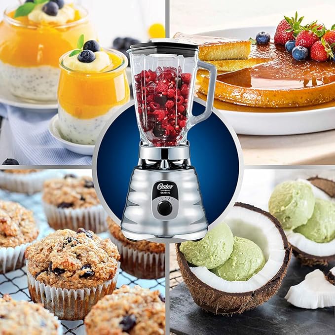 Oster Original 3 Speed Chrome Blender 6 Times more Durable Motor 10 Times Stronger 5 Cup Glass Jar