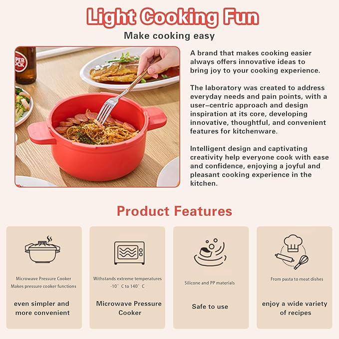 BestYiJo Microwave Rice Cooker - 2.3L BPA-Free Microwave Pressure Cooker | Quick Healthy Meals | Perfect for Busy Professionals &amp Families Microwave pressure cooker