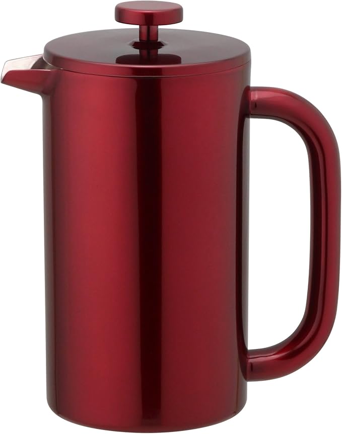 8-Cup Double Wall Insulated Stainless Steel French Coffee Press 32-Ounce Durable Coffee Tea Maker with Stainless Steel Plunger Red