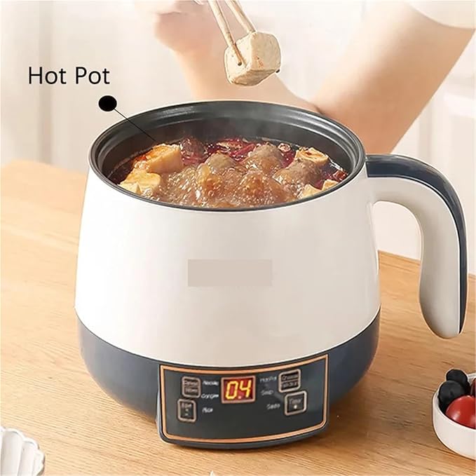 1-2 People Electric Rice Cookers Mini Portable Multicooker Smart Multifunctional Flat Stew Saucepan Steamer Ramen Pot 220V(Single Layer)