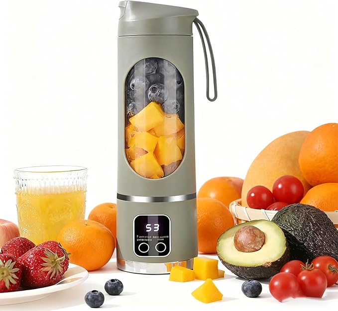 2026 New 450ml Digital Multimode Juicer Blender - Smart LED Display Portable Juicer Shakes and Smoothies Blender | TYPE-C Charing | Leak Proof Design with 12 Stainless Steel Blades (White)