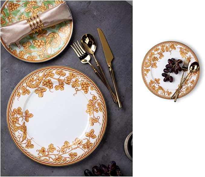 24 piece bone china dinnerware set dishes set for 6 elegant coffee cups and plates sets for party dinner christmas for mom and grandmother Grape pattern