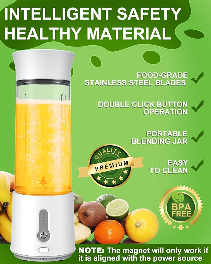Portable Blender Portable Blender for Shakes and Smoothies Personal Size Blender for Shakes and Smoothies with 6 Blades 17 Oz USB Rechargeable Mini Blender shake Smoothie for Kitchen/Travel/Gym