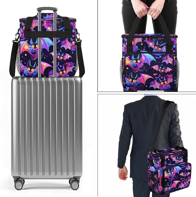 Gothic Bat Coffee Maker Carrying Bag Halloween Bat Travel Storage Bag Compatible with K-Mini or K-Mini Plus Single Serve Coffee Brewer Carrying Case with Multiple Pockets &amp Shoulder Strap