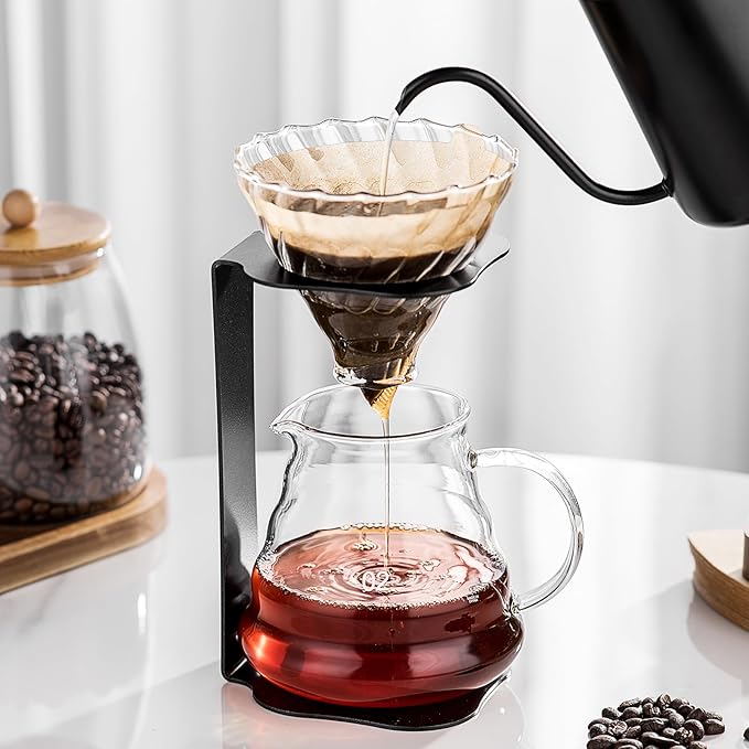 Coffee Pour Over Set – Complete Pour Over Coffee Maker with Dripper Pot and 100 Filters | Portable V60 Style Drip Coffee Pour Over