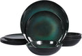 Melamine Dinnerware Set 12pcs Plates and Bowls Set Green Dinner Dishes Set for Indoor and Outdoor BPA-Free Dishwasher Safe（Green）