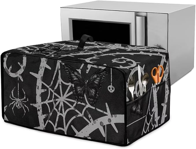 Doojoayie Toaster Cover 4 Slice Kitchen Appliance Covers 18.5x14.5x 9 Small Appliance Dust Protector with Top Handle Easy to Storange Spider Web Print