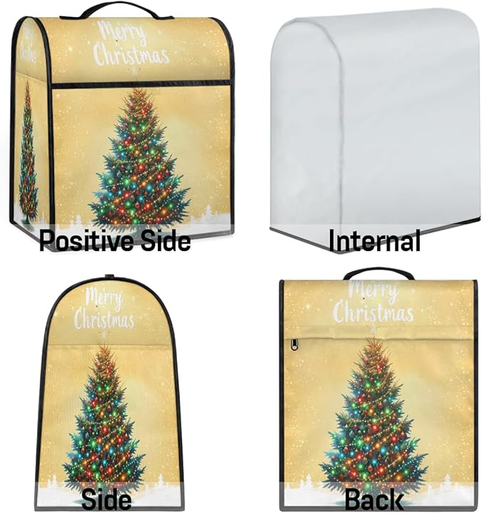 cfpolar Kitchen Aid Mixer Cover Compatible with 6-8 Quarts Christmas Tree Xmas Stand Mixer Cover Kitchen Aid Mixers Accessories Appliance Organizer Bag Dust Covers with Zipper Pocket