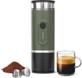 Portable Electric Espresso Machine Self-Heating Travel Coffee Maker with USB-C Compatible with Ground Coffee &amp NS Capsules Ideal for Camping Car RV Hiking &amp Office (Army Green)