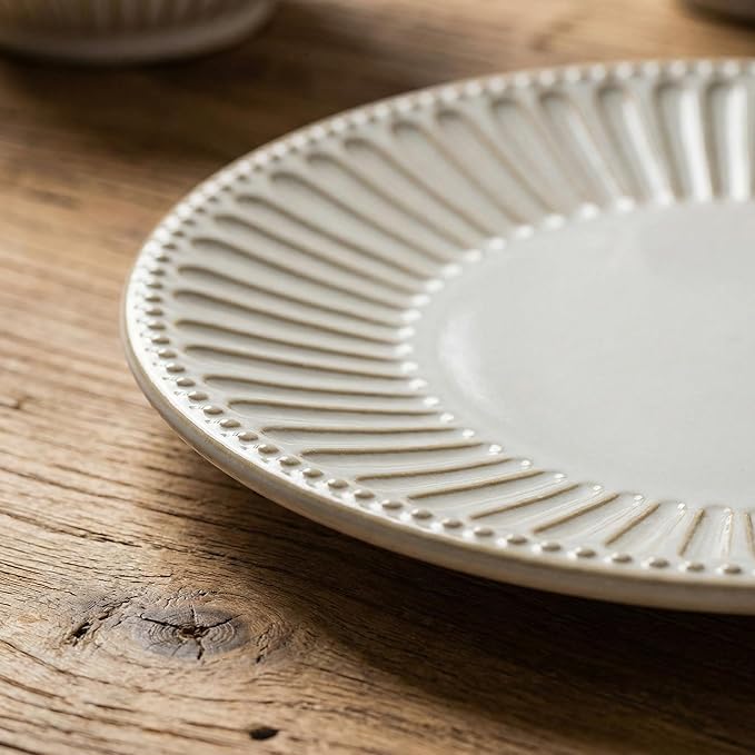 Dinnerware Set for 4 Ceramic Plates Bowls and Mugs Dishwasher &amp Microwave Safe Ideal for Family Dinners Parties and Everyday Use White (16-Piece)